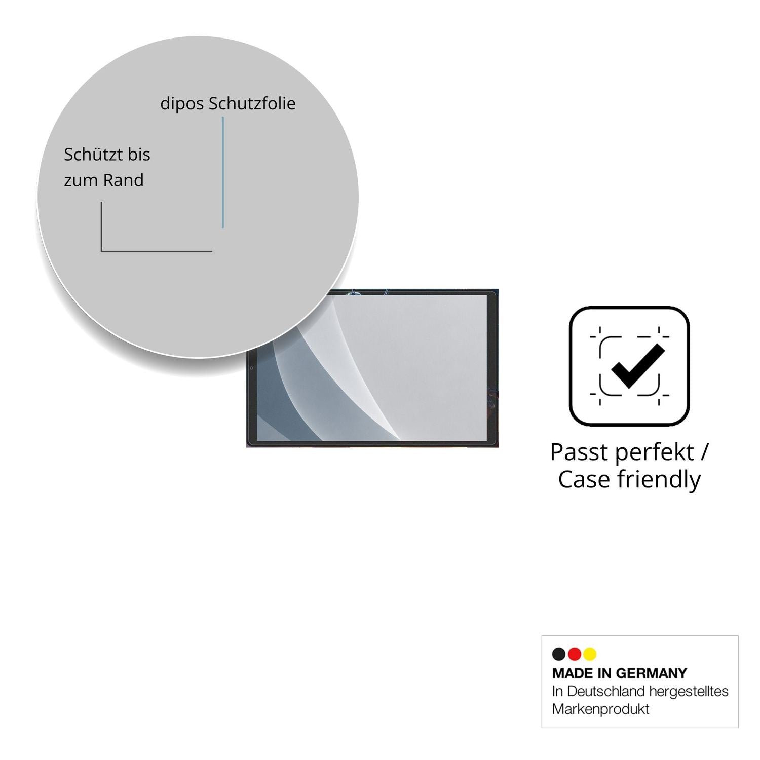 Schutzglasfolie mit optimaler Passform, zur Verwendung mit Hüllen geeignet