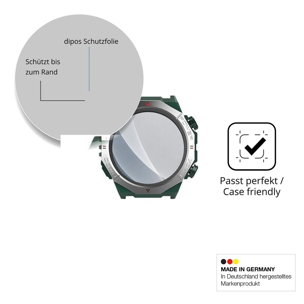 Schutzglasfolie mit optimaler Passform, zur Verwendung mit Hüllen geeignet