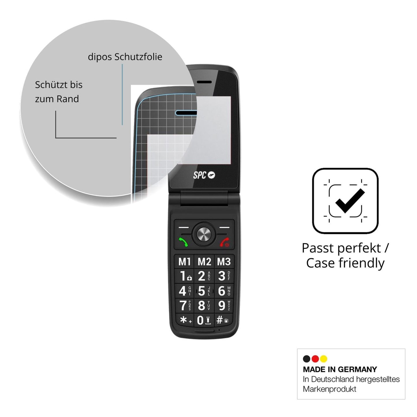 Schutzglasfolie mit optimaler Passform, zur Verwendung mit Hüllen geeignet