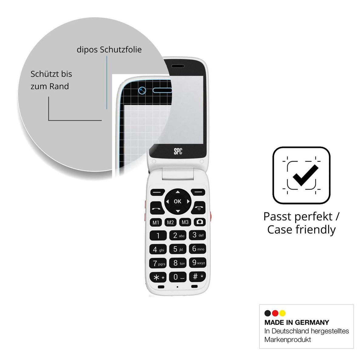 Schutzglasfolie mit optimaler Passform, zur Verwendung mit Hüllen geeignet