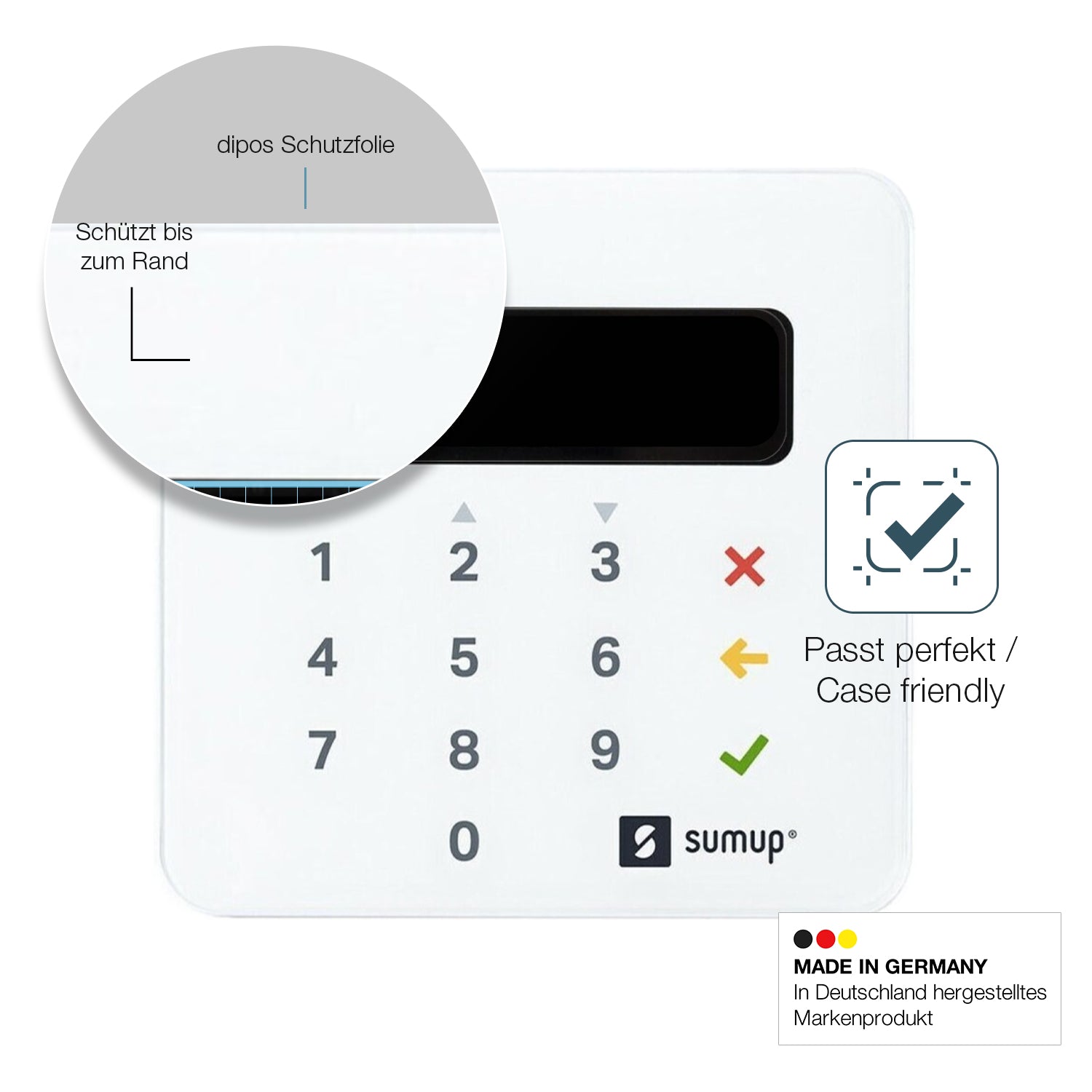 Schutzglasfolie mit optimaler Passform, zur Verwendung mit Hüllen geeignet