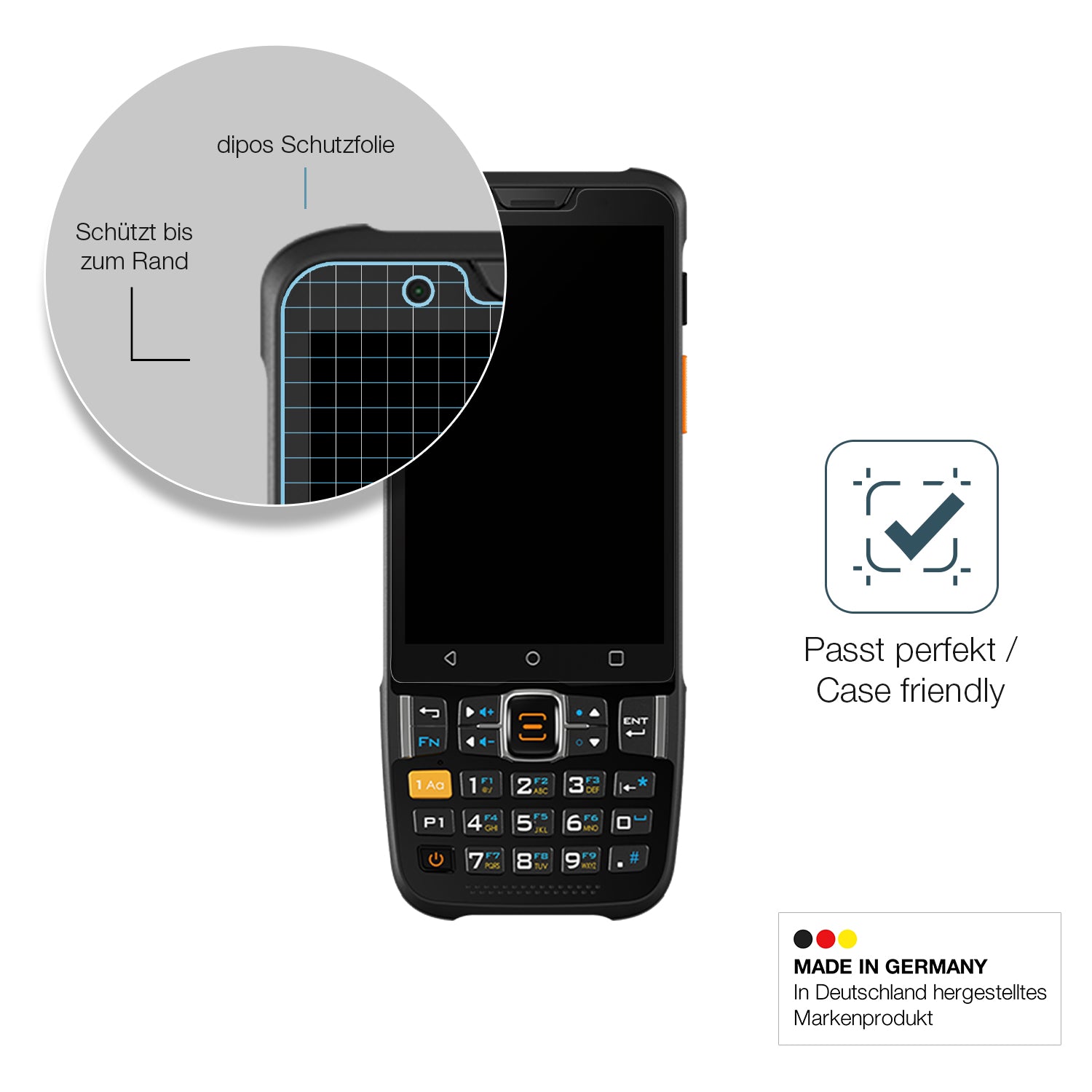 Schutzglasfolie mit optimaler Passform, zur Verwendung mit Hüllen geeignet