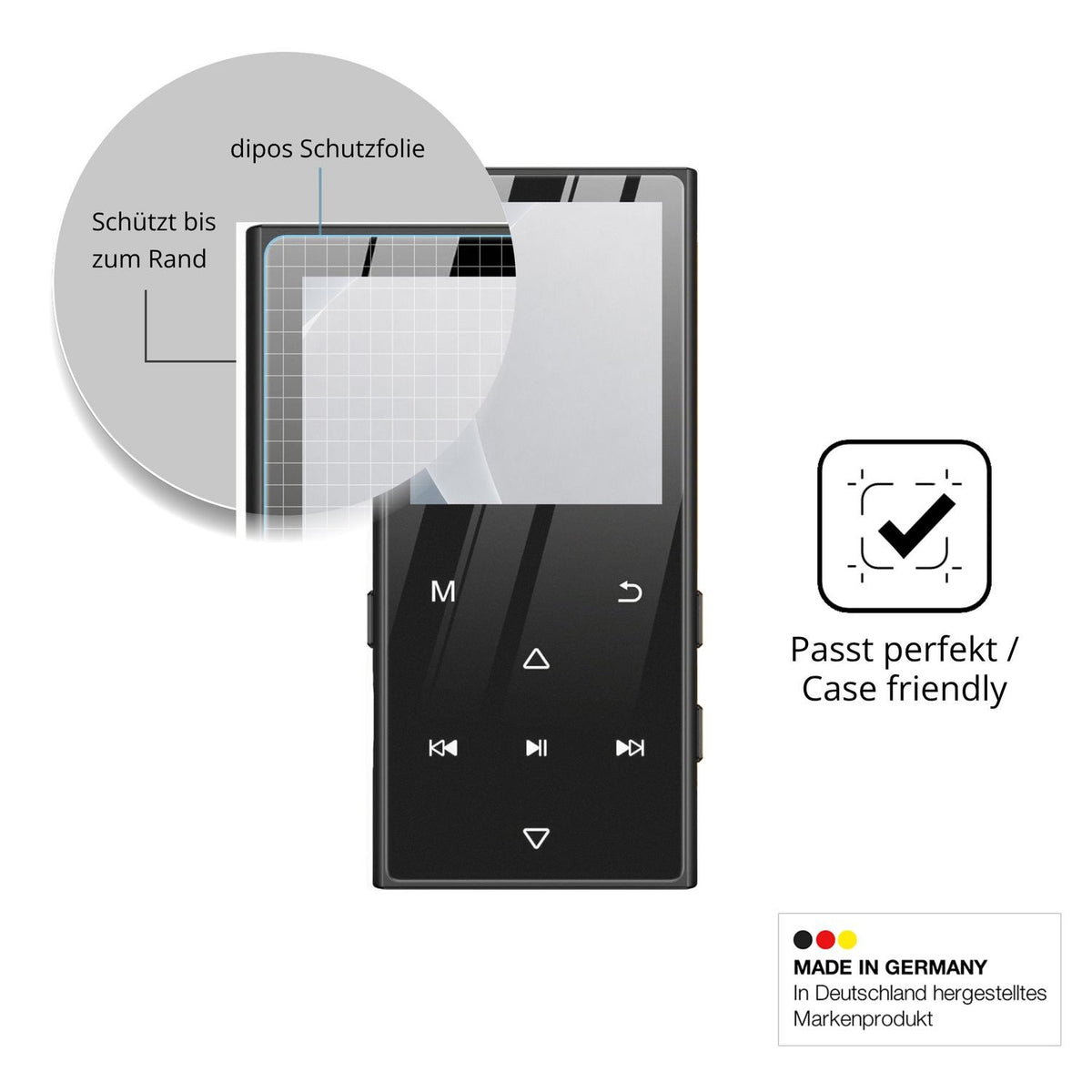 Schutzglasfolie mit optimaler Passform, zur Verwendung mit Hüllen geeignet
