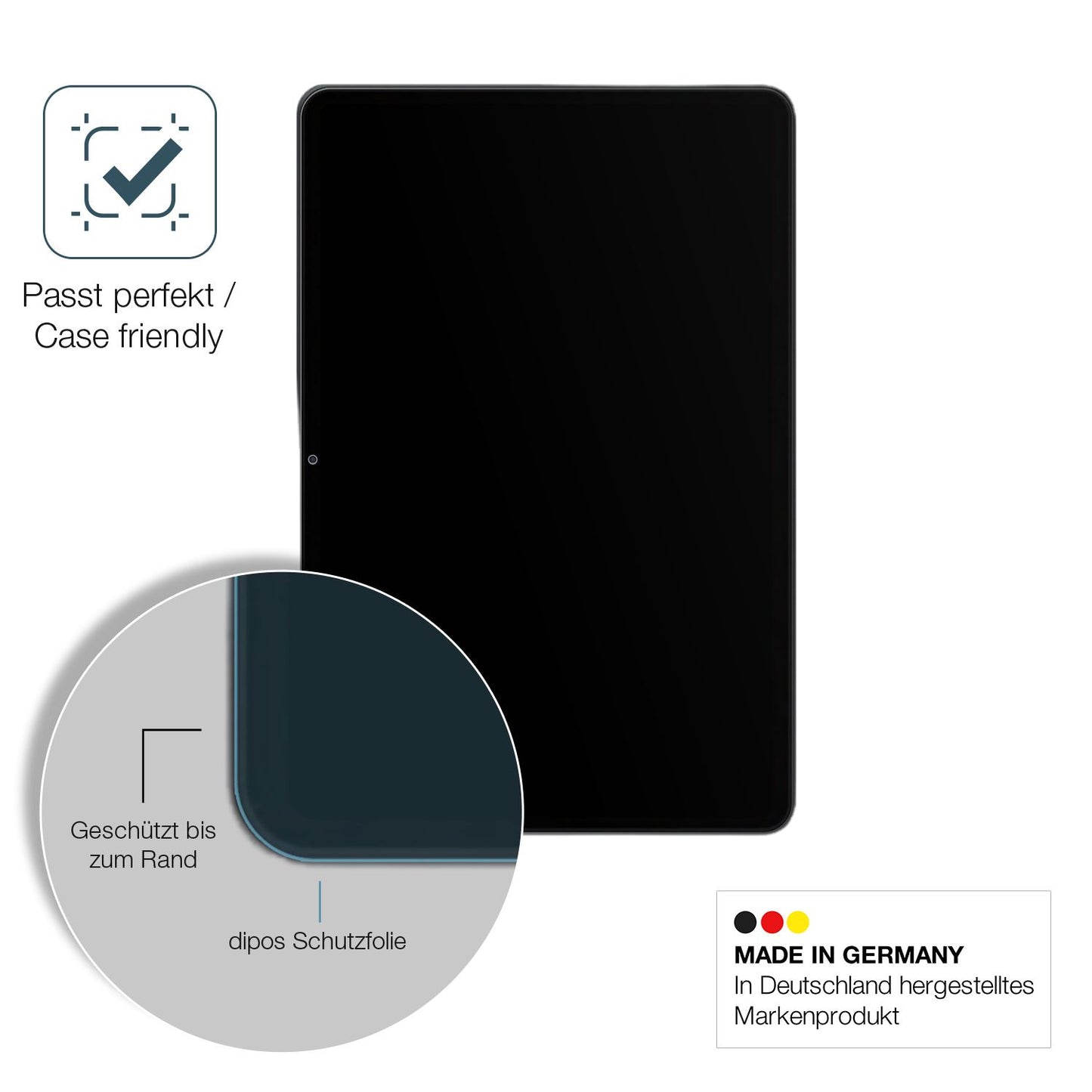 Schutzglasfolie mit optimaler Passform, zur Verwendung mit Hüllen geeignet