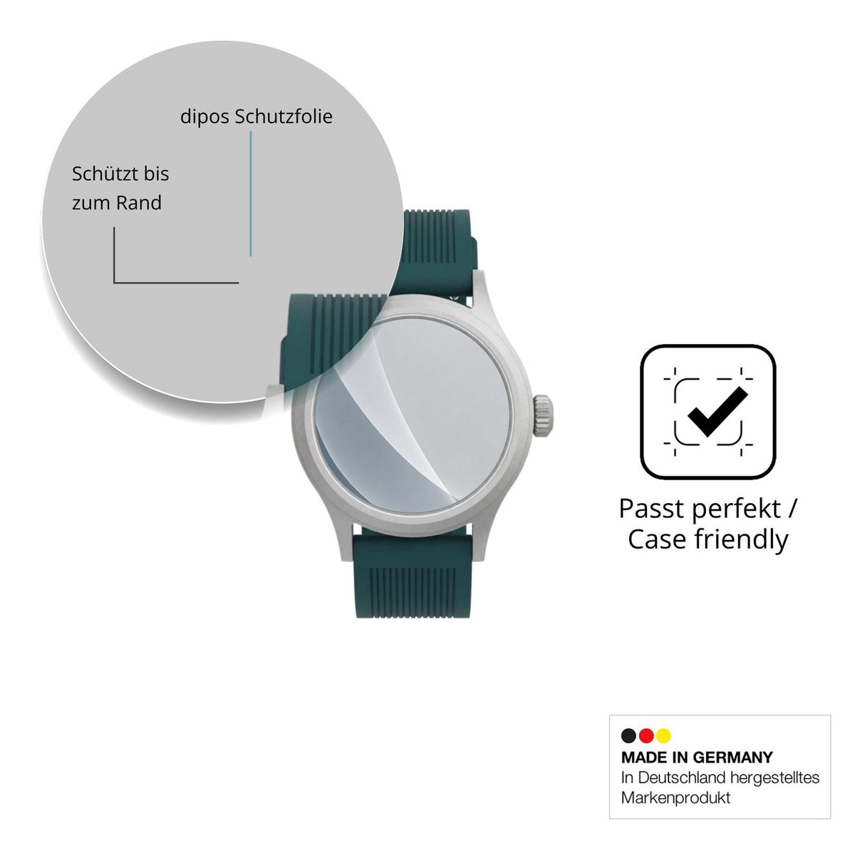 Schutzglasfolie mit optimaler Passform, zur Verwendung mit Hüllen geeignet
