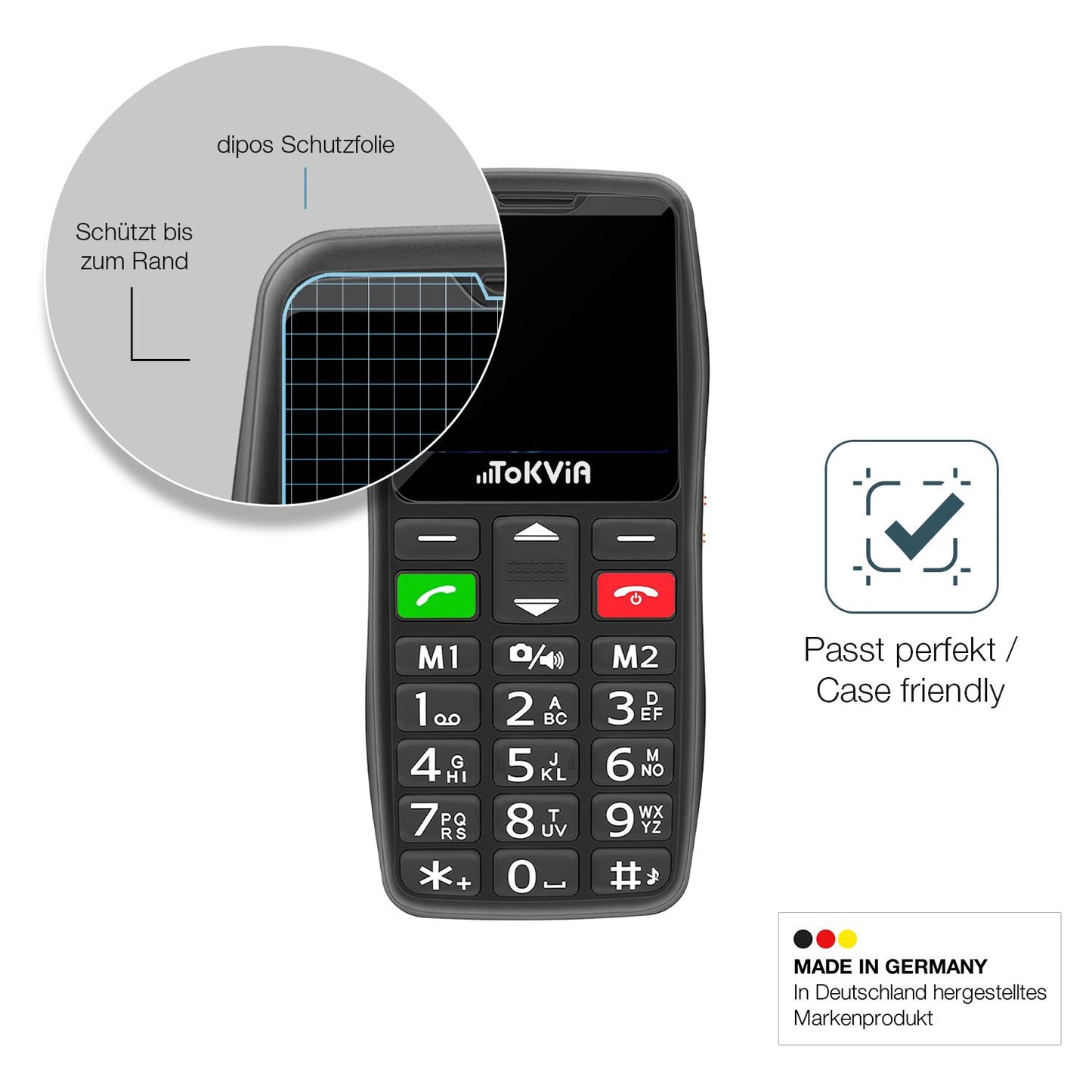 Schutzglasfolie mit optimaler Passform, zur Verwendung mit Hüllen geeignet