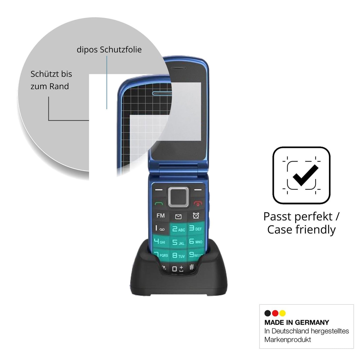 Schutzglasfolie mit optimaler Passform, zur Verwendung mit Hüllen geeignet