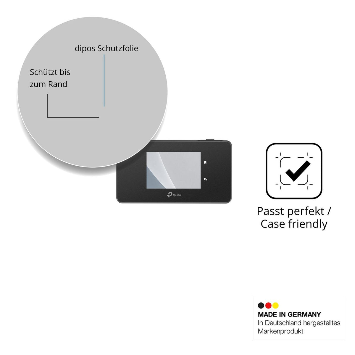 Schutzglasfolie mit optimaler Passform, zur Verwendung mit Hüllen geeignet