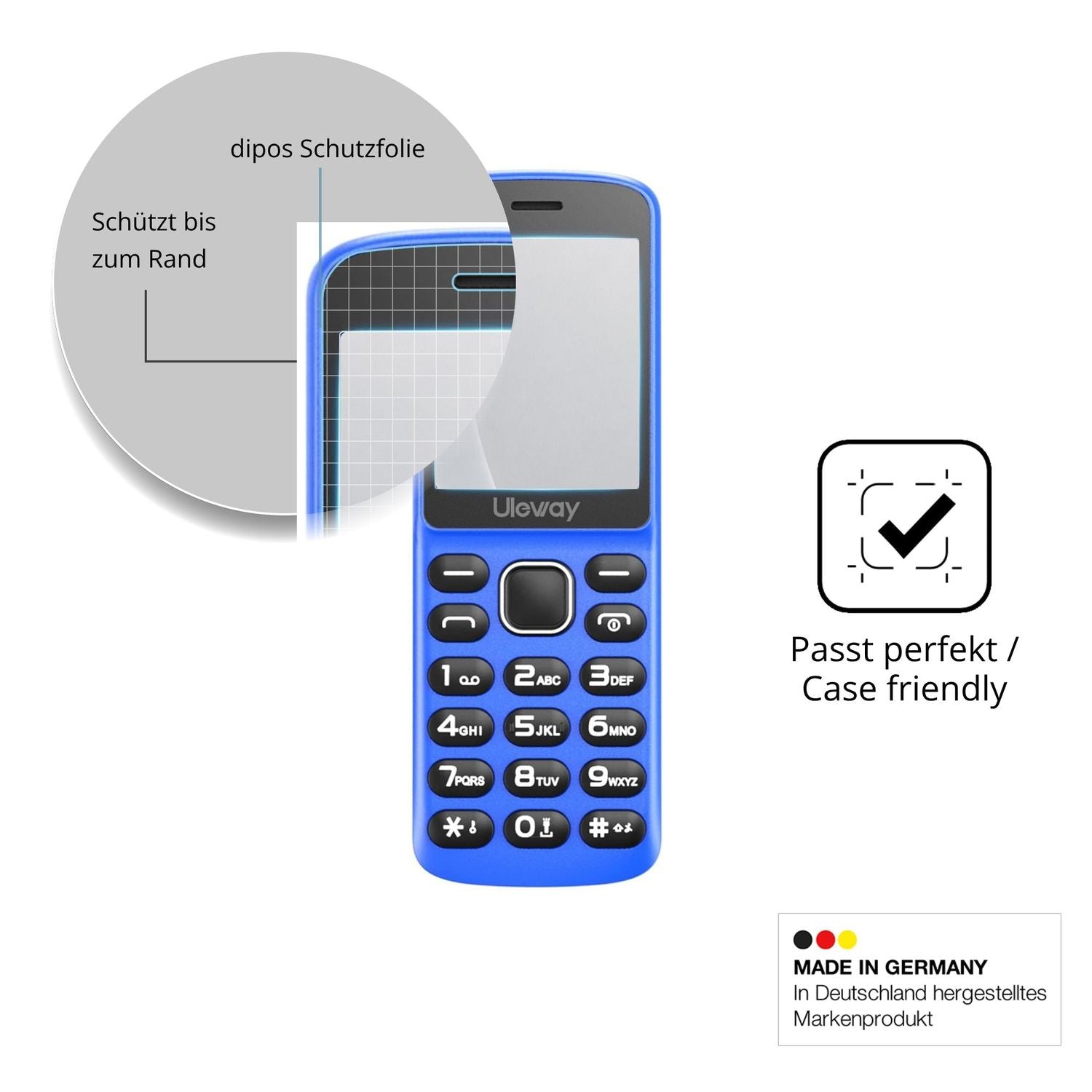 Schutzglasfolie mit optimaler Passform, zur Verwendung mit Hüllen geeignet