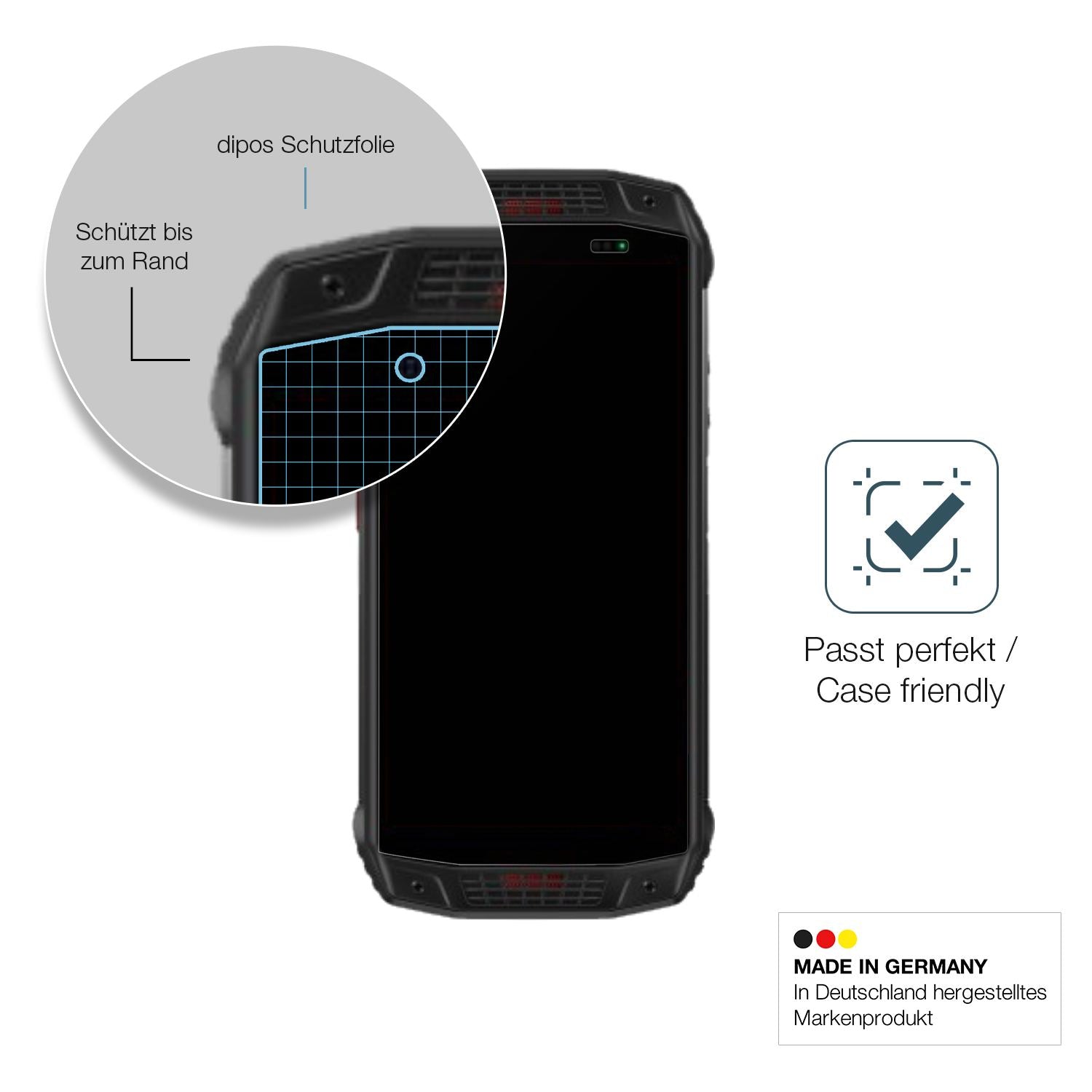 Schutzglasfolie mit optimaler Passform, zur Verwendung mit Hüllen geeignet