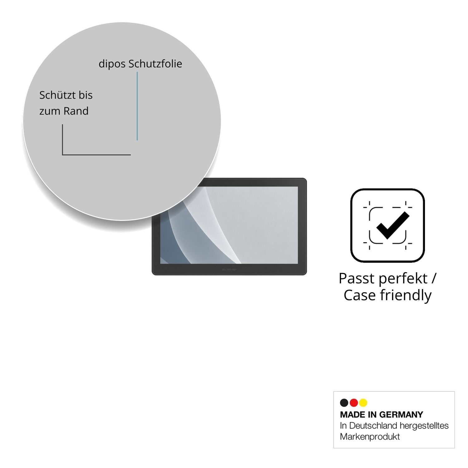 Schutzglasfolie mit optimaler Passform, zur Verwendung mit Hüllen geeignet