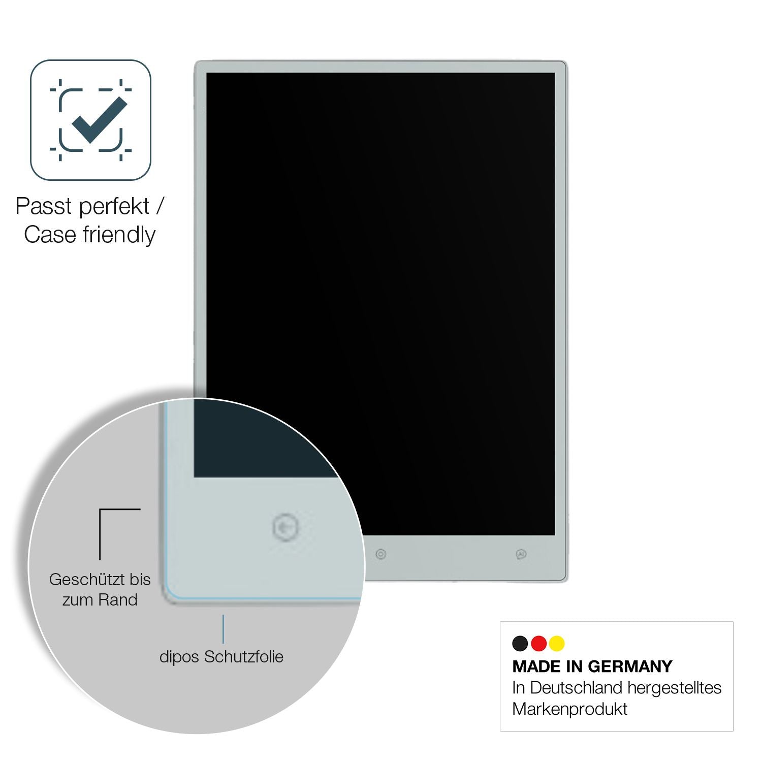 Schutzglasfolie mit optimaler Passform, zur Verwendung mit Hüllen geeignet
