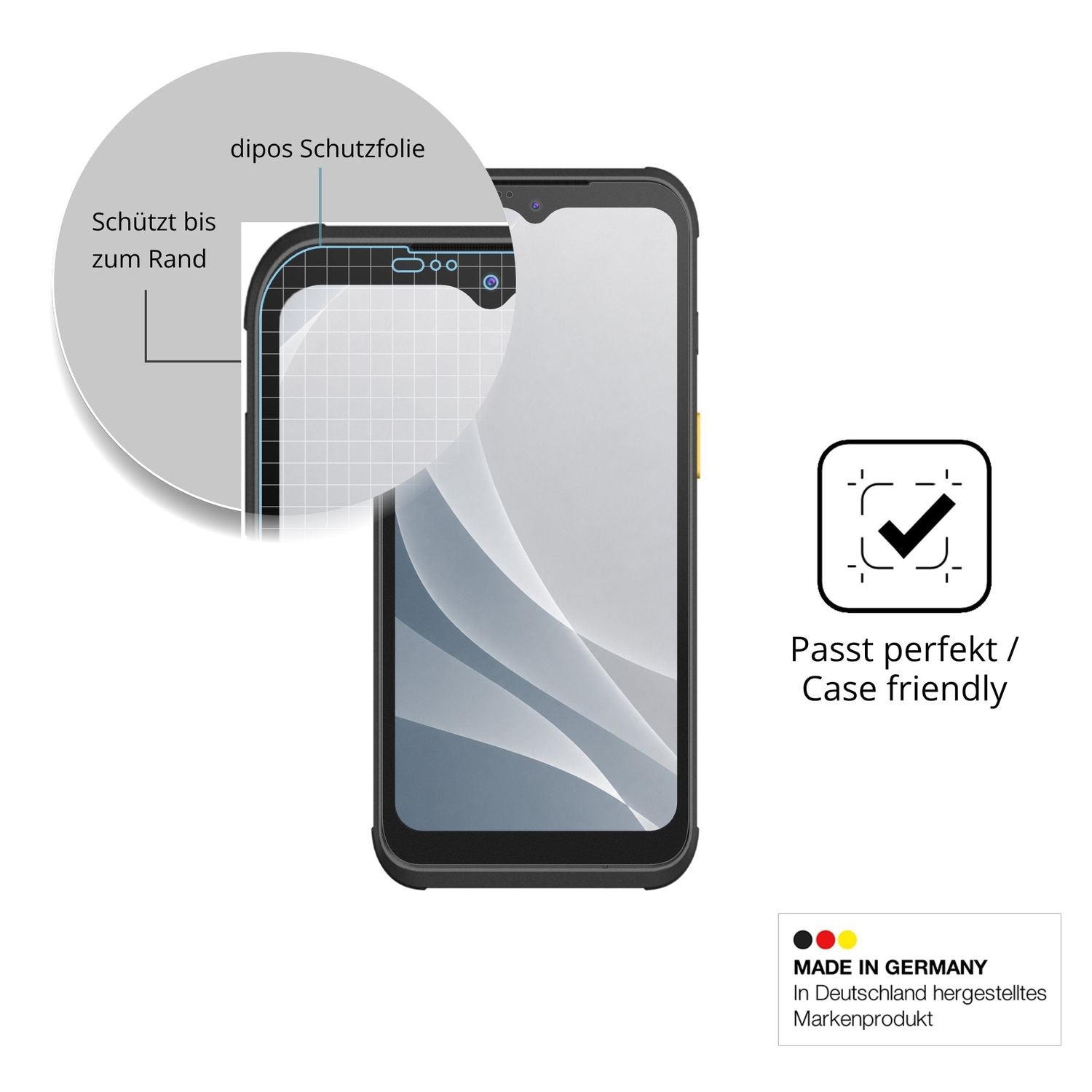 Schutzglasfolie mit optimaler Passform, zur Verwendung mit Hüllen geeignet