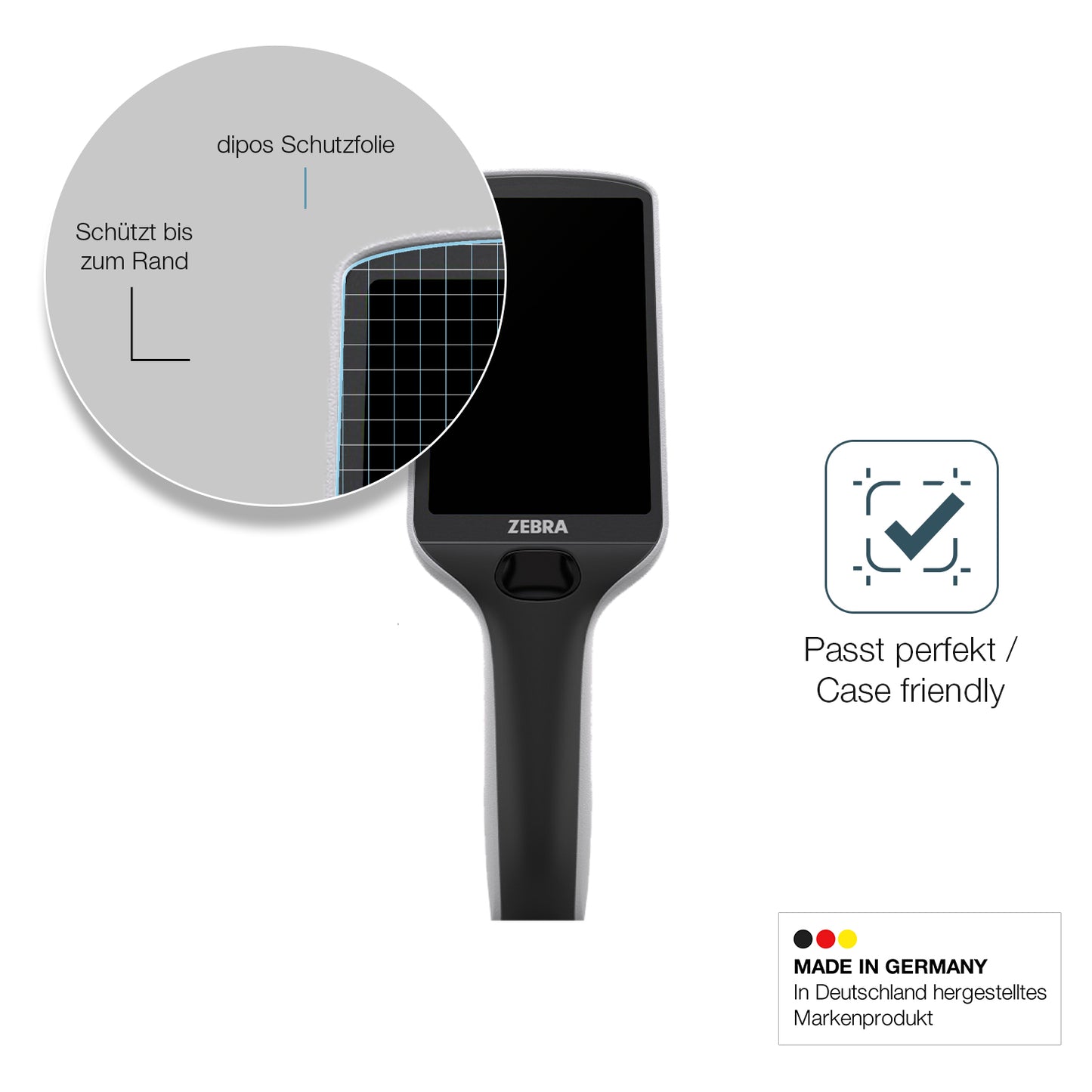 Schutzglasfolie mit optimaler Passform, zur Verwendung mit Hüllen geeignet