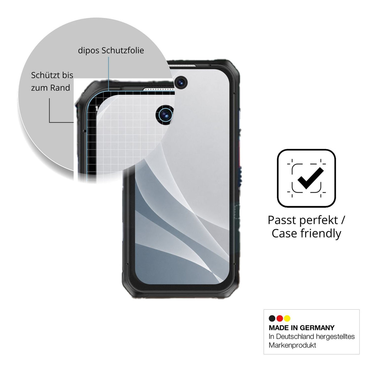 Schutzglasfolie mit optimaler Passform, zur Verwendung mit Hüllen geeignet
