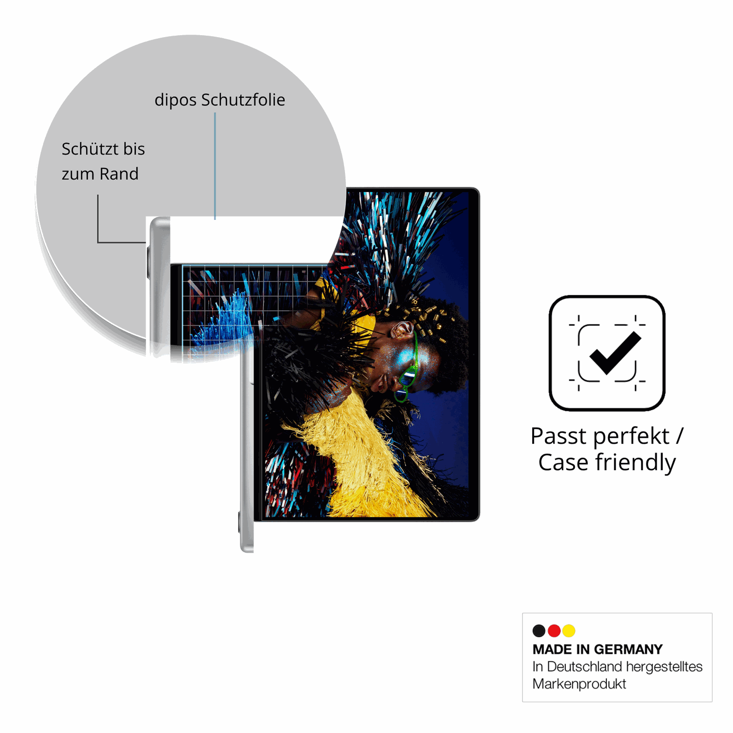 Besonders flexibler Displayschutz mit Anti-Shock-Schicht im Materialmix