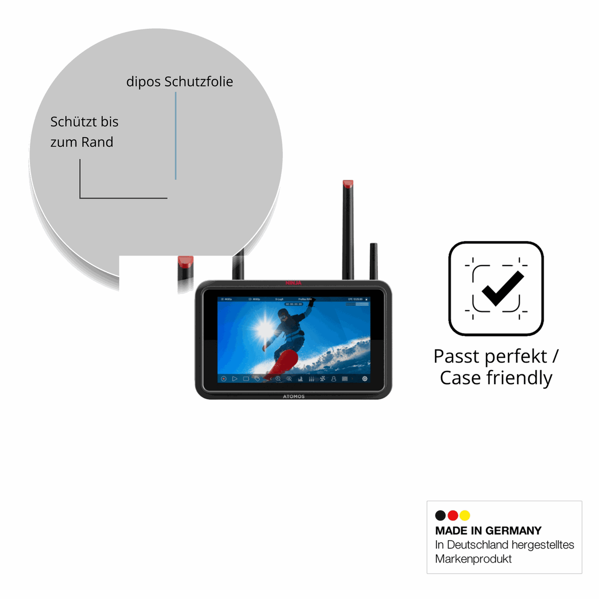 Besonders flexibler Displayschutz mit Anti-Shock-Schicht im Materialmix