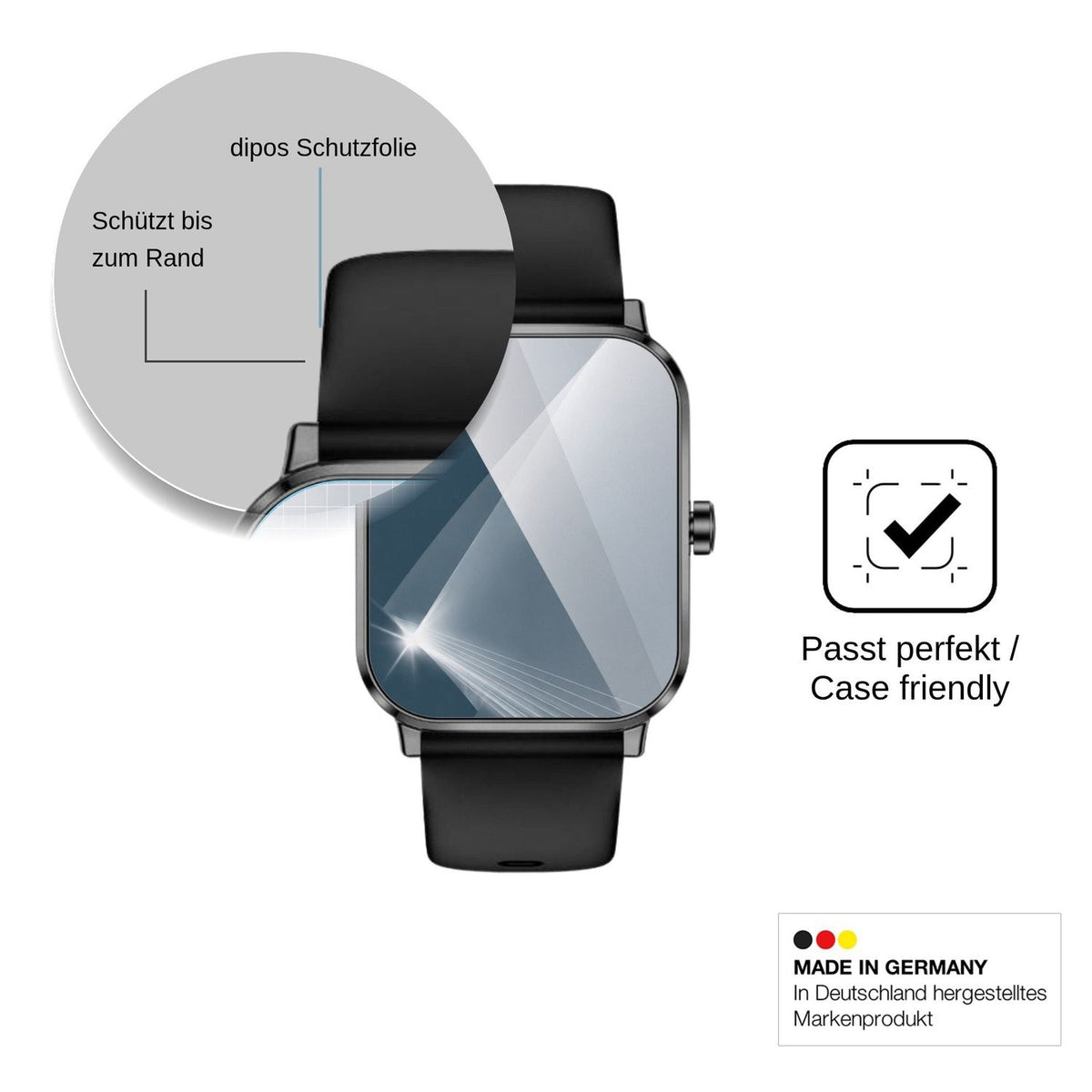 2x Screen Protector for Beafon Smartwatch 103 Flexible Glass 9H dipos