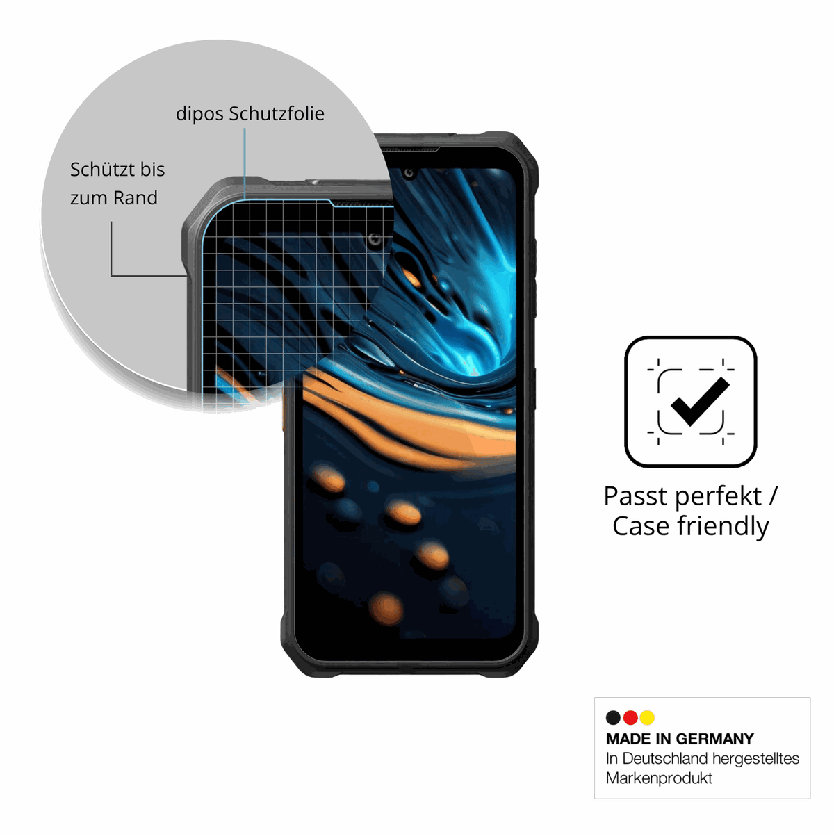 Besonders flexibler Displayschutz mit Anti-Shock-Schicht im Materialmix