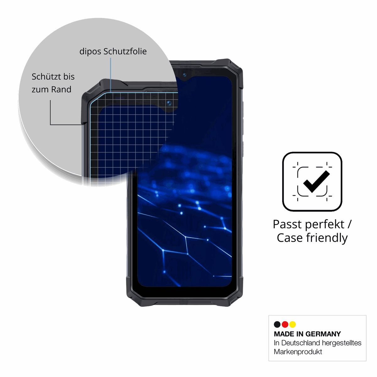 Besonders flexibler Displayschutz mit Anti-Shock-Schicht im Materialmix