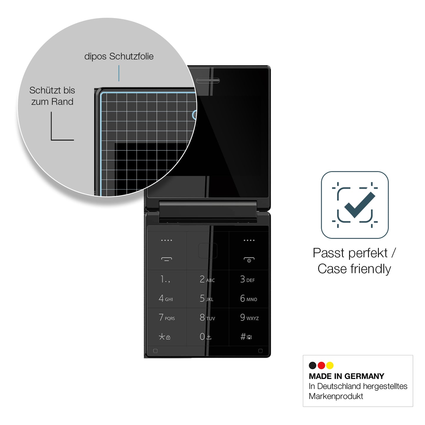 Besonders flexibler Displayschutz mit Anti-Shock-Schicht im Materialmix