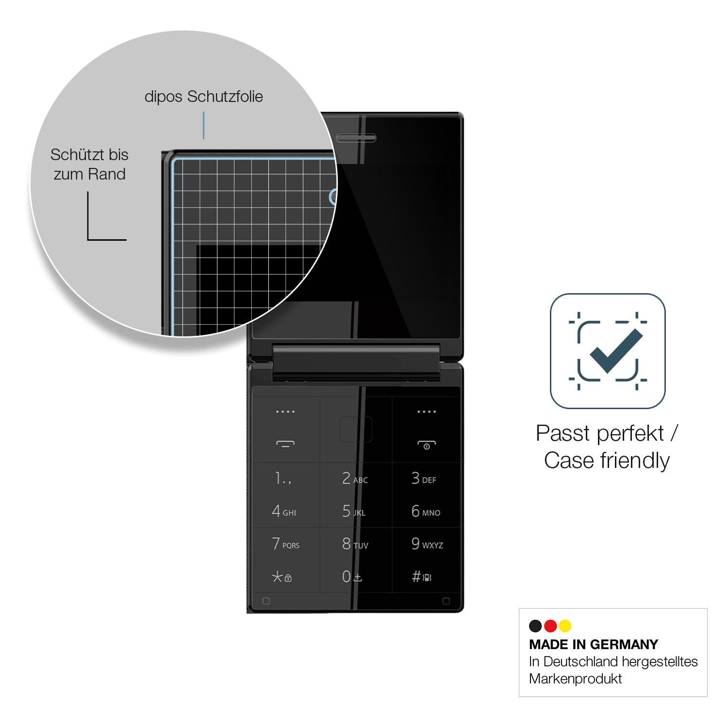 Besonders flexibler Displayschutz mit Anti-Shock-Schicht im Materialmix