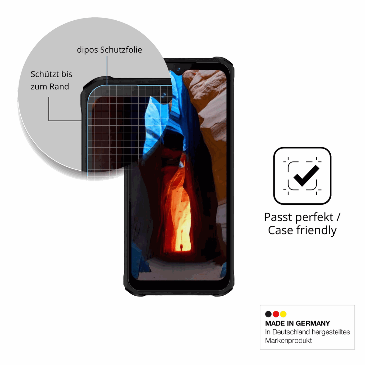 Besonders flexibler Displayschutz mit Anti-Shock-Schicht im Materialmix