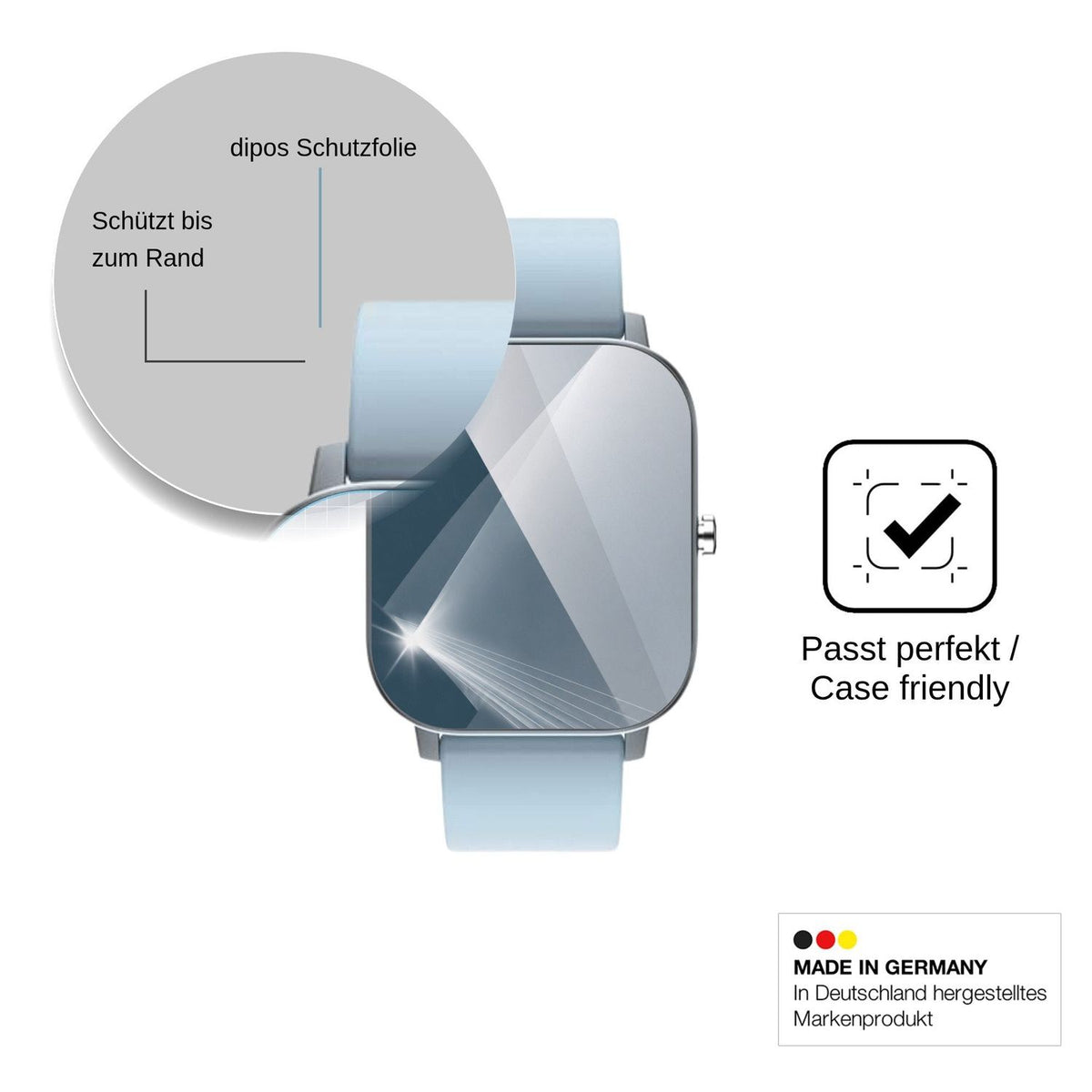 2x Screen Protector for Mopuea Smartwatch 1.4 Flexible Glass 9H dipos