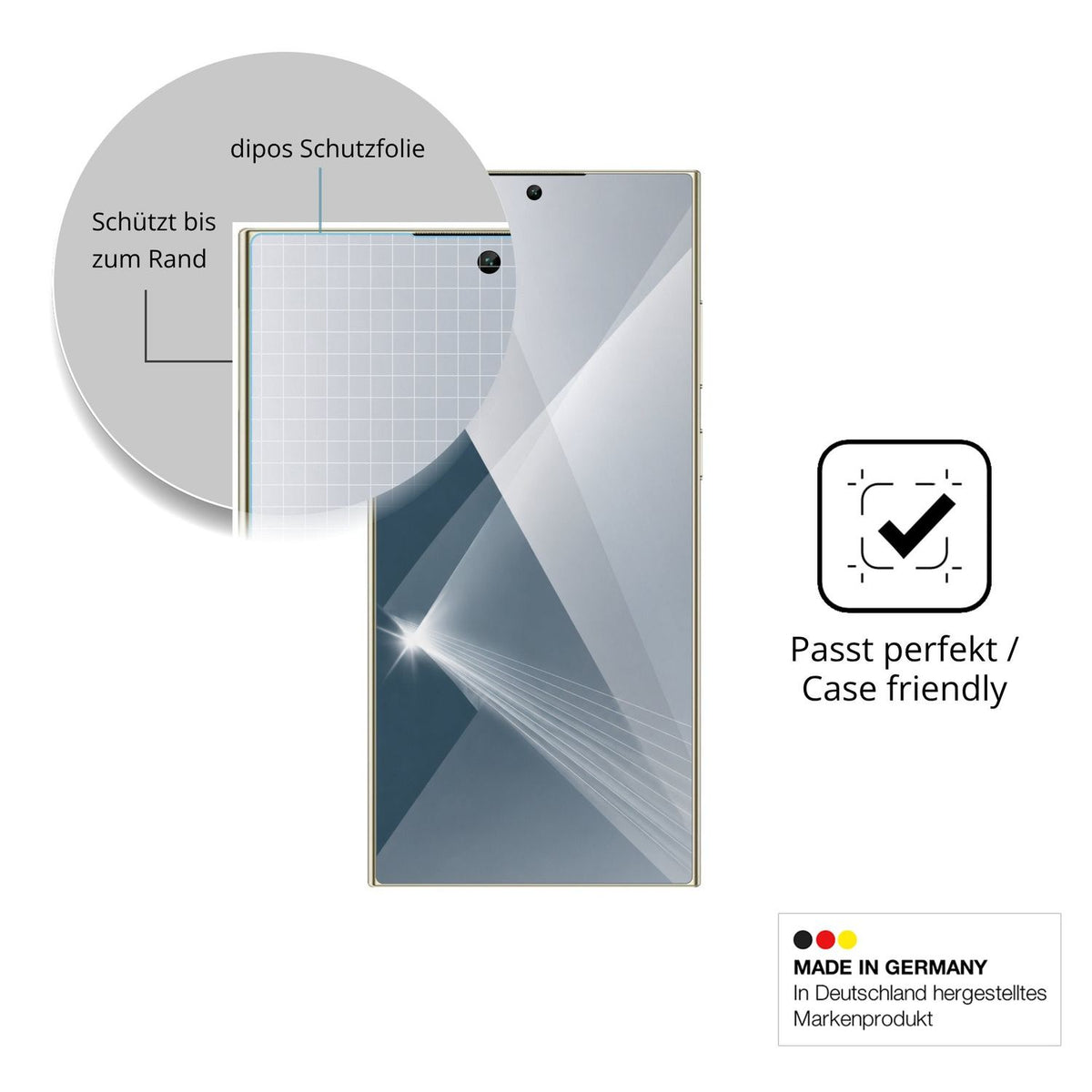Besonders flexibler Displayschutz mit Anti-Shock-Schicht im Materialmix