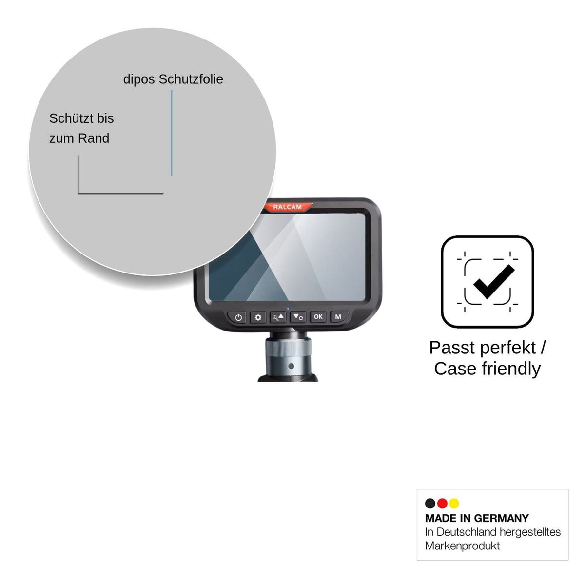 2x Screen Protector for Ralcam Endoscope Camera 5 Flexible Glass 9H dipos