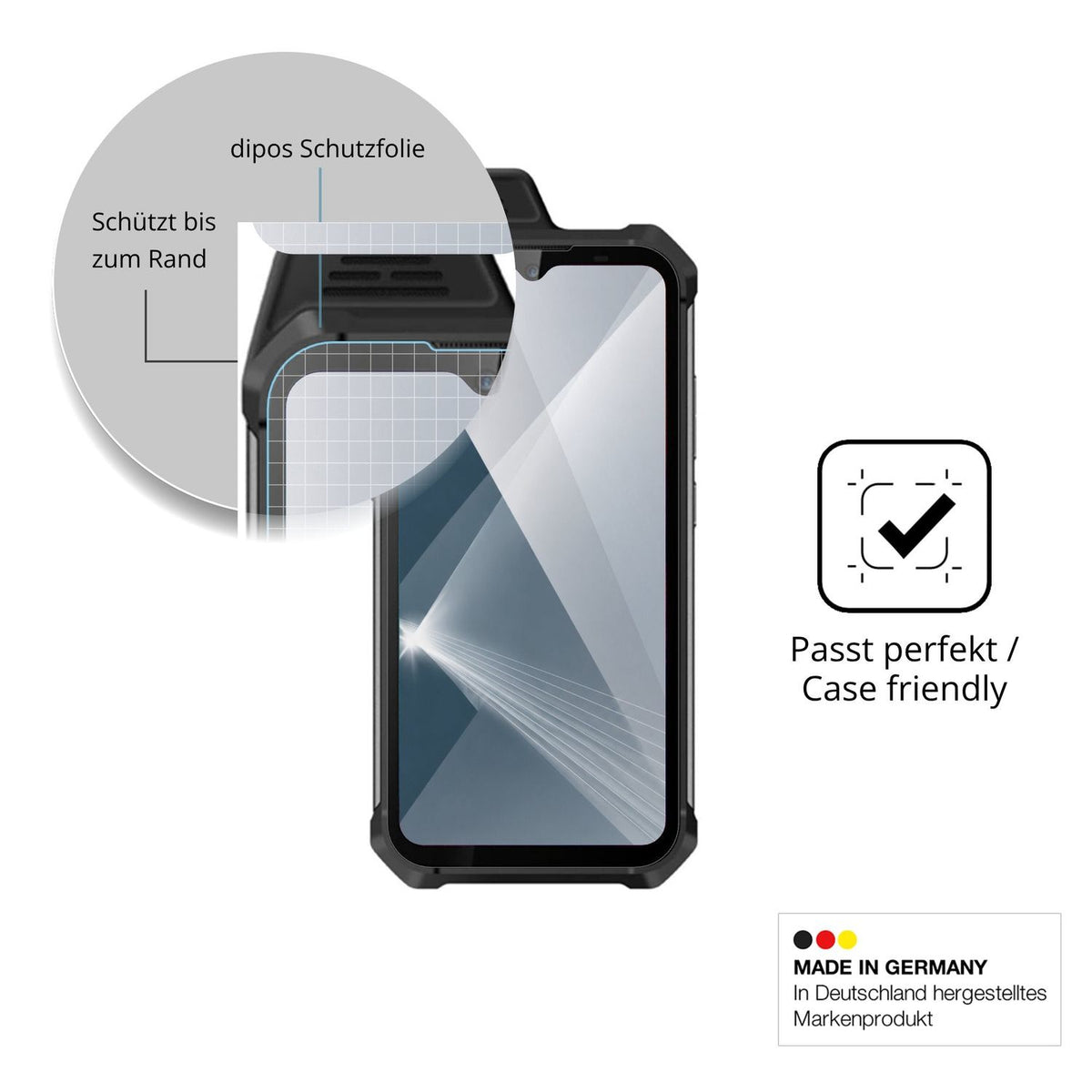 Besonders flexibler Displayschutz mit Anti-Shock-Schicht im Materialmix
