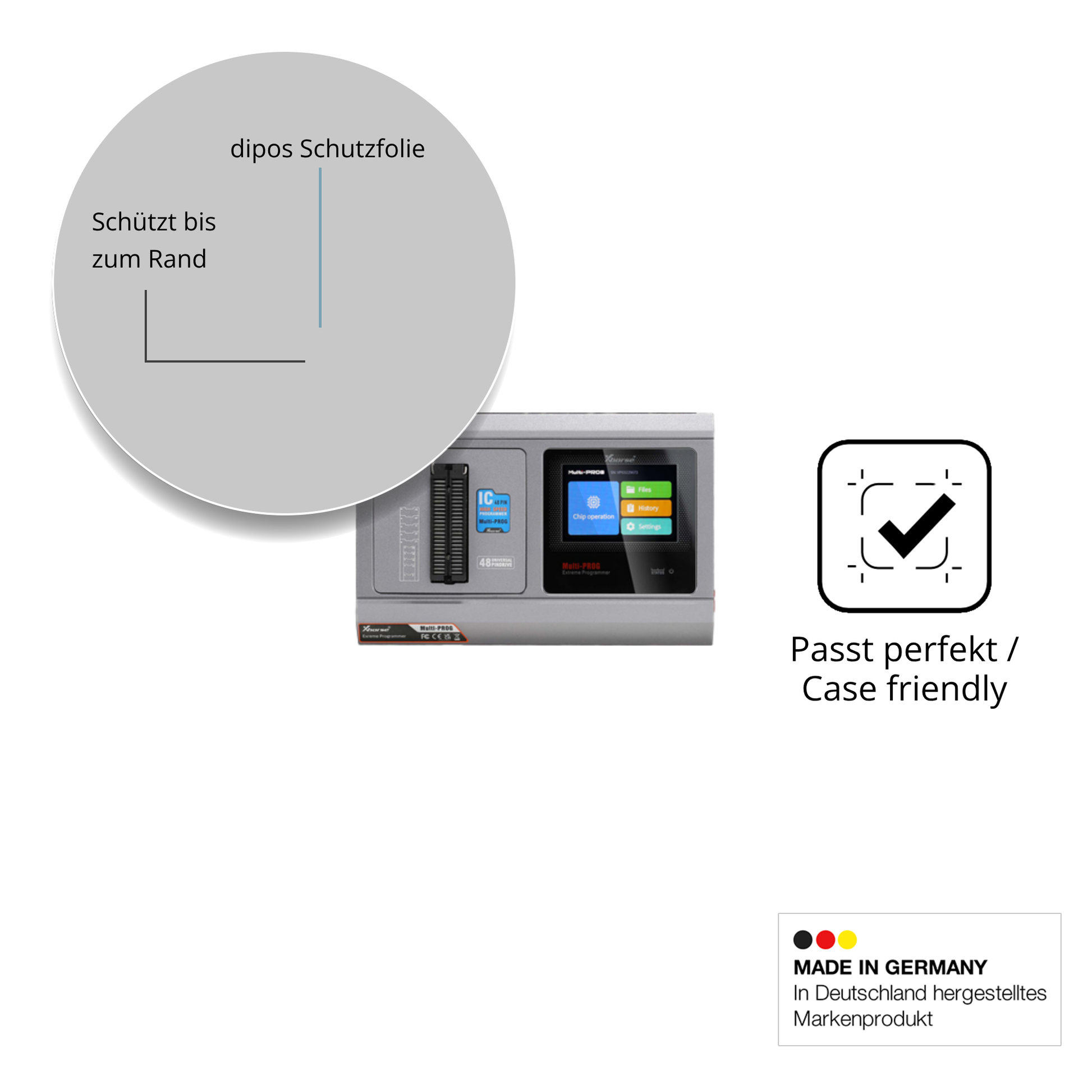 Besonders flexibler Displayschutz mit Anti-Shock-Schicht im Materialmix