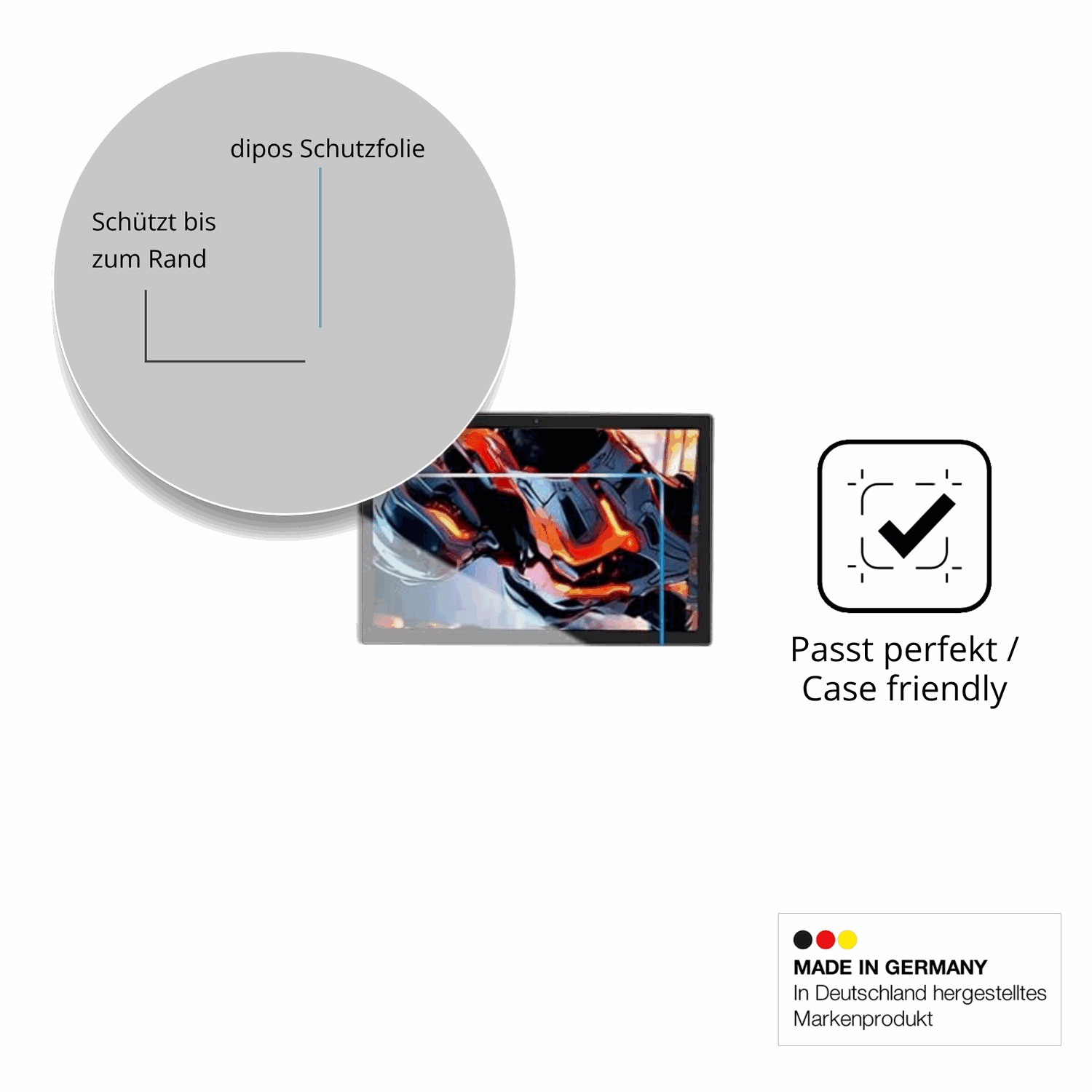 Besonders flexibler Displayschutz mit Anti-Shock-Schicht im Materialmix