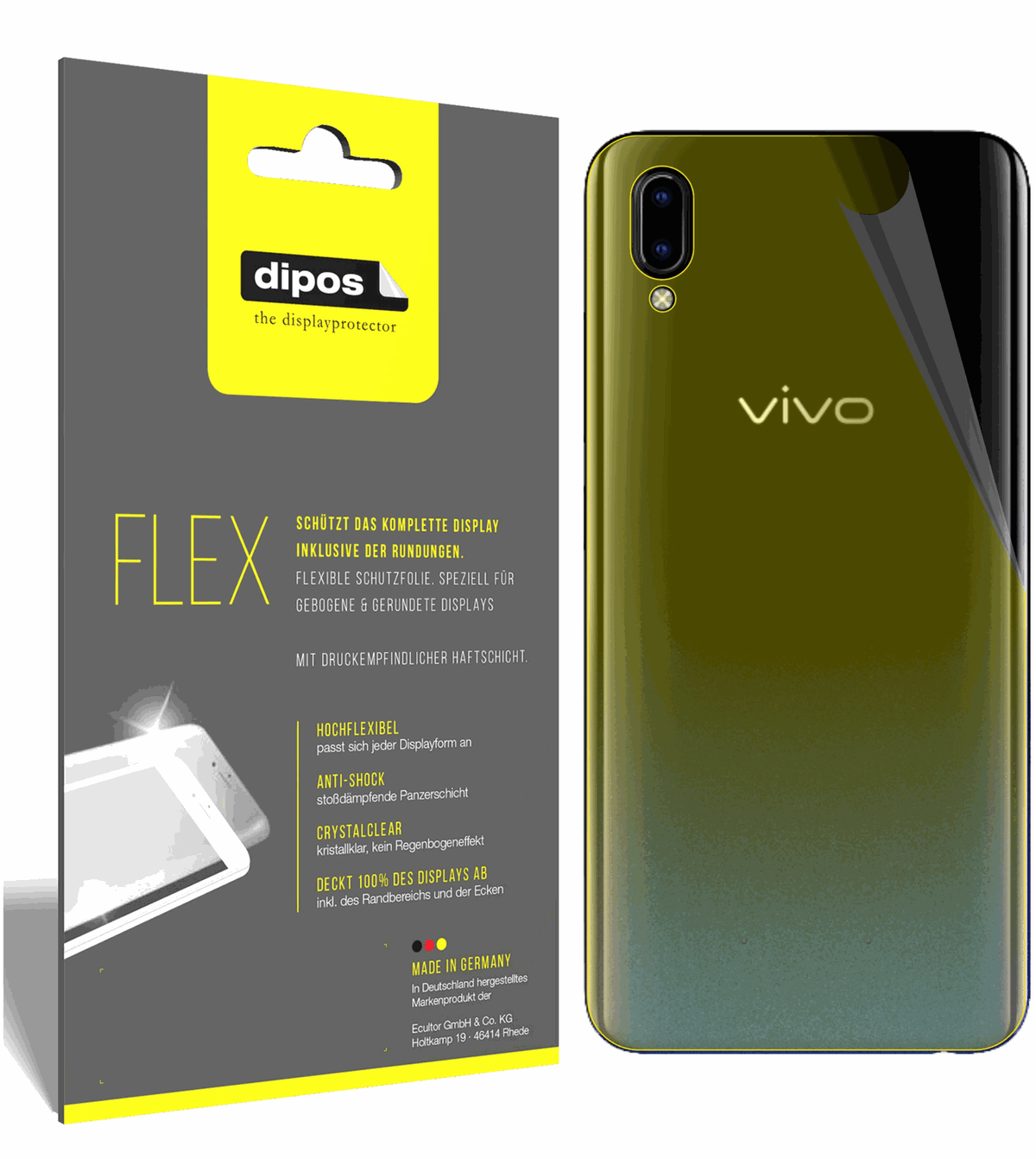 3x Screen Protector for Vivo Y91i back Protective Film covers 100% dipos Flex