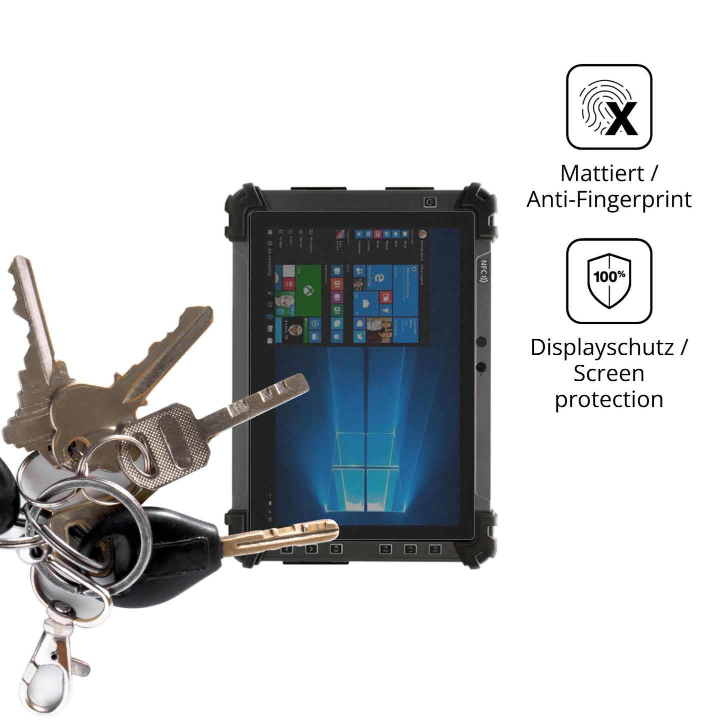 dipos Displayschutz für aaroniarugged tablet a1, mattierte Oberfläche, Blickschutzfilter und perfekter Passform