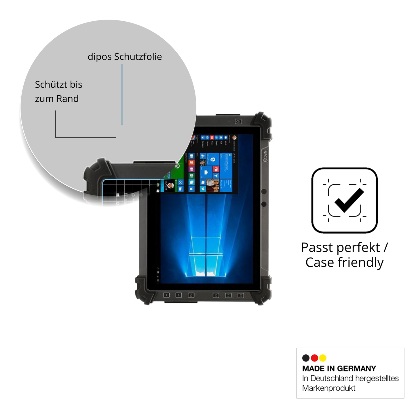 Besonders flexibler Displayschutz mit Anti-Shock-Schicht im Materialmix