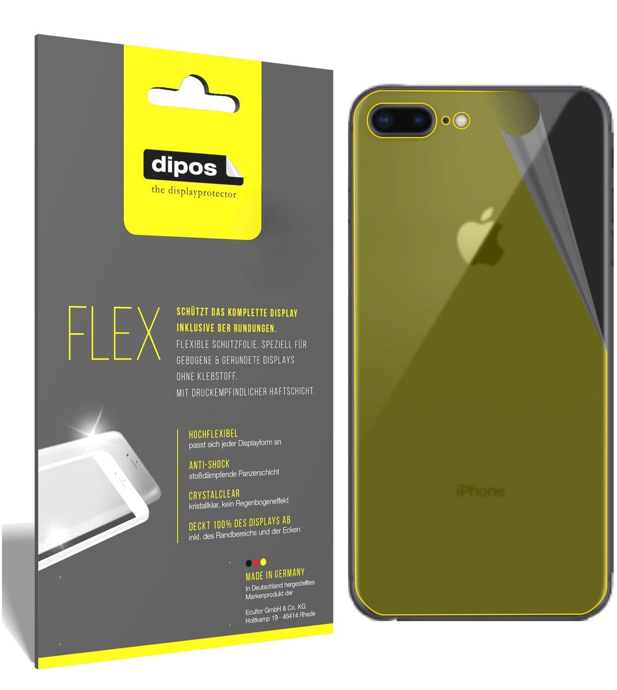 dipos FLEX 3x Clear Screen Protector for Apple iPhone 8 Plus Rückseite