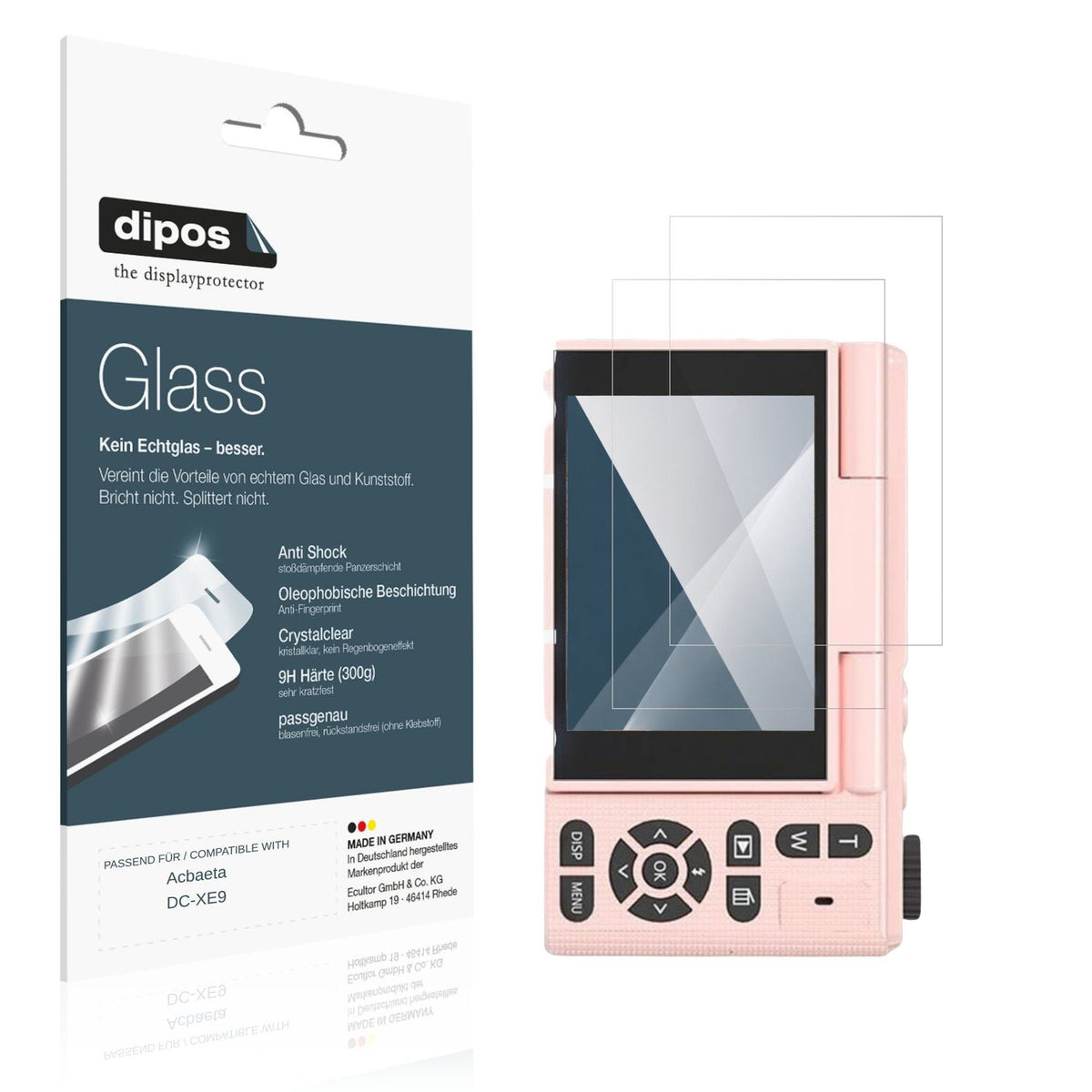 Klare Displayschutzfolie von dipos passend für Acbaeta DC-XE9, 9H kratzfest und blasenfrei montiert