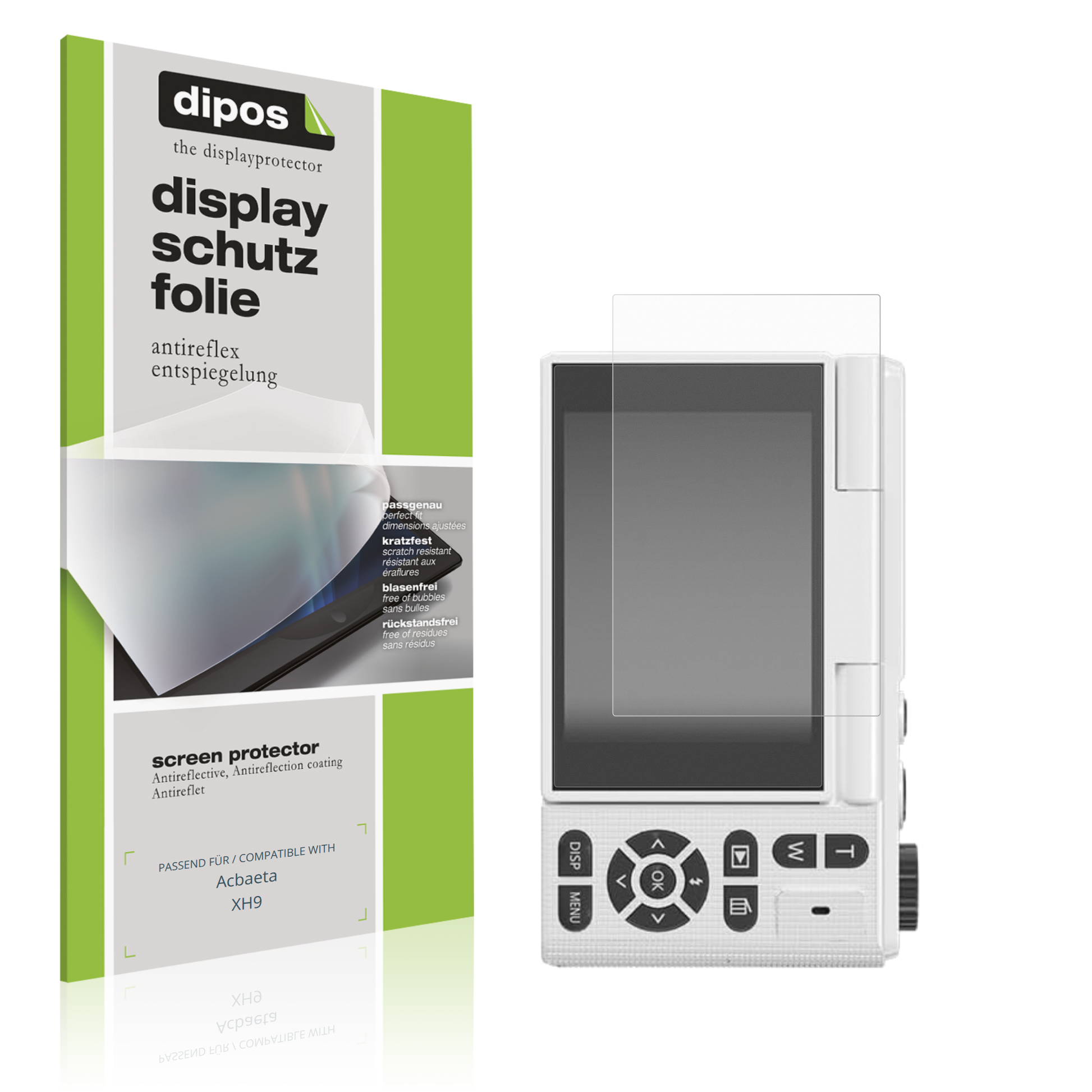 Matte Displayschutzfolie von dipos passend für Acbaeta XH9, präziser Zuschnitt und blasenfrei montiert