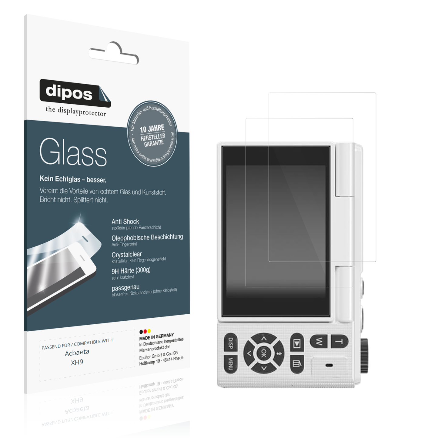 Klare Displayschutzfolie von dipos passend für Acbaeta XH9, 9H kratzfest und blasenfrei montiert