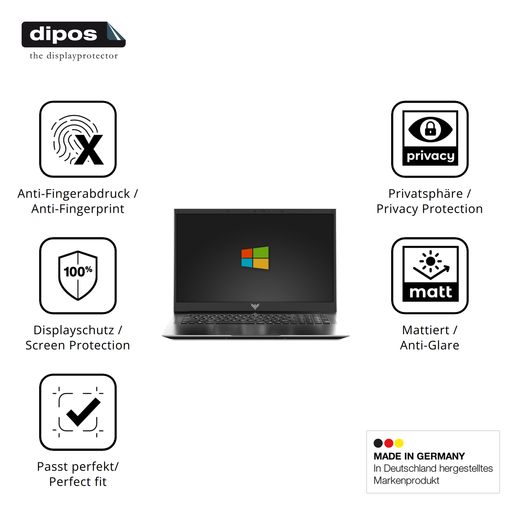 Privatsphäre-Schutz durch Sichtschutz-Folie passend zugeschnitten für acemagicax18 laptop