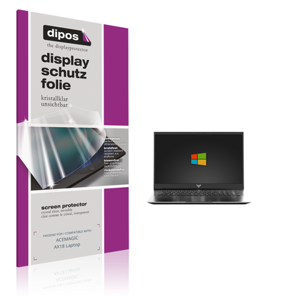 Klare Displayschutzfolie von dipos passend für acemagicax18 laptop, präziser Zuschnitt und blasenfrei montiert
