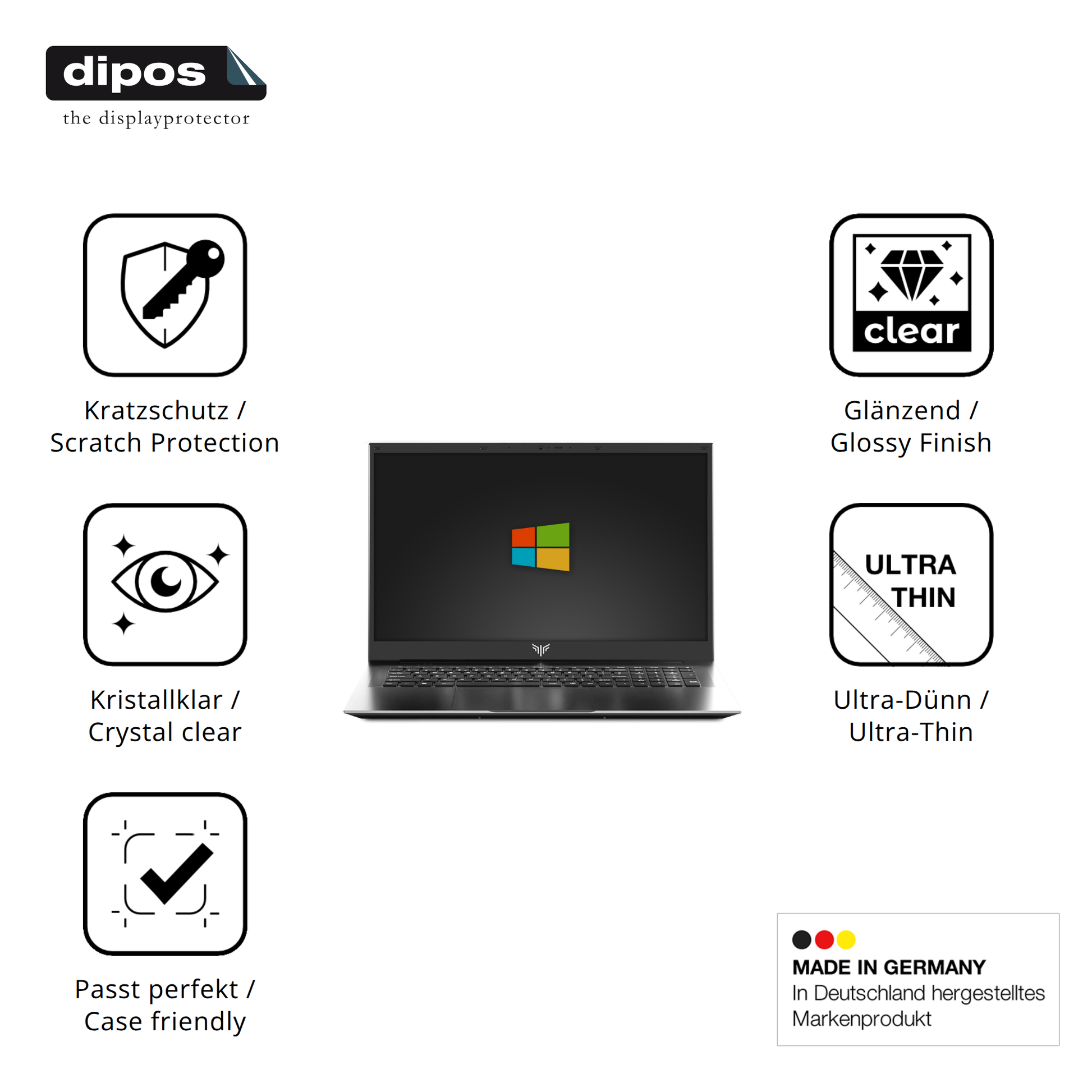Displayschutz hergestellt in Deutschland, höchste Qualität made in Germany