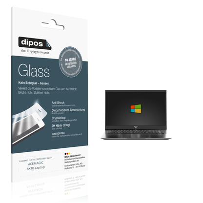 Klare Displayschutzfolie von dipos passend für acemagicax18 laptop, 9H kratzfest und blasenfrei montiert