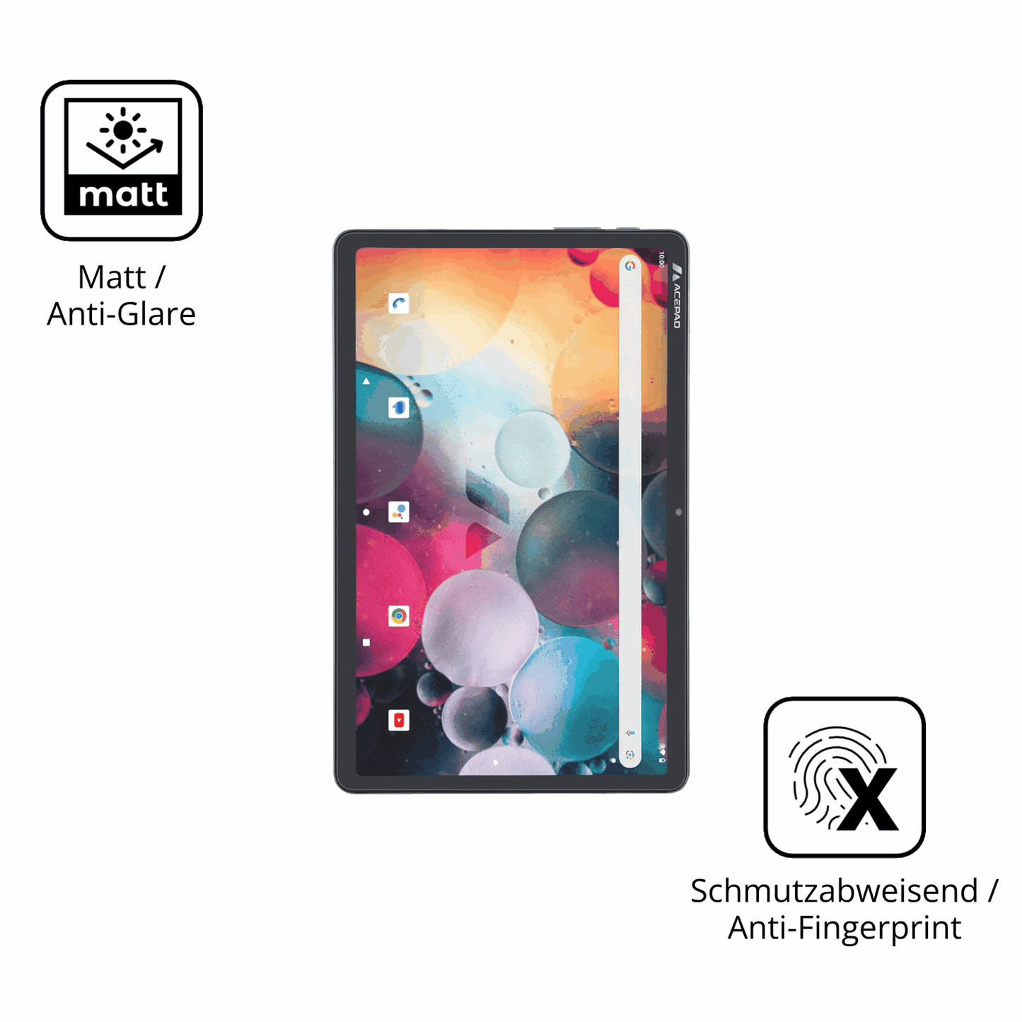 Dünne und entspiegelnde Folie passend zugeschnitten für Acepad A171 10.4 Zoll