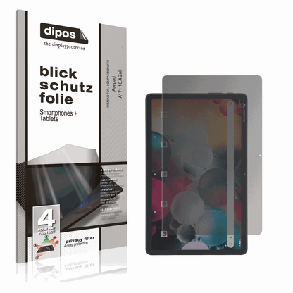 Blickschutzfolie von dipos passend für Acepad A171 10.4 Zoll, präziser Zuschnitt und blasenfrei montiert
