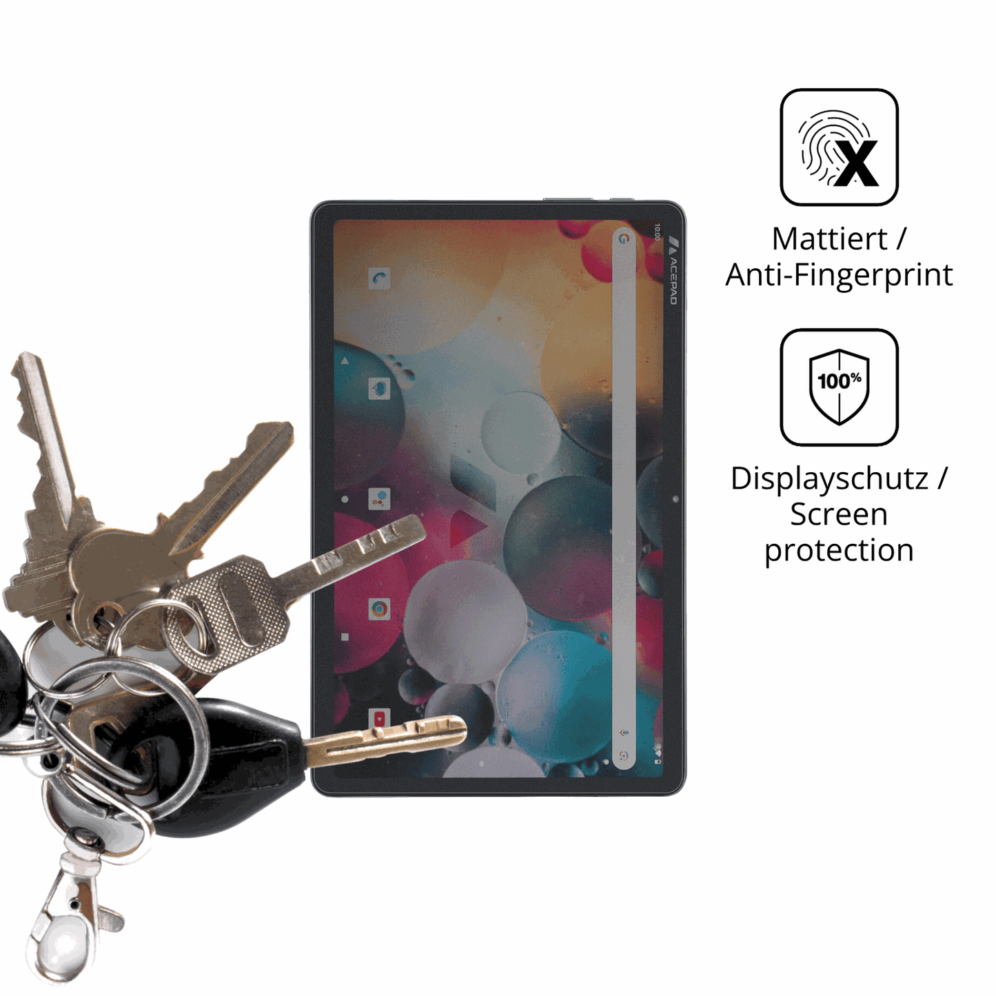 dipos Displayschutz für Acepad A171 10.4 Zoll, mattierte Oberfläche, Blickschutzfilter und perfekter Passform