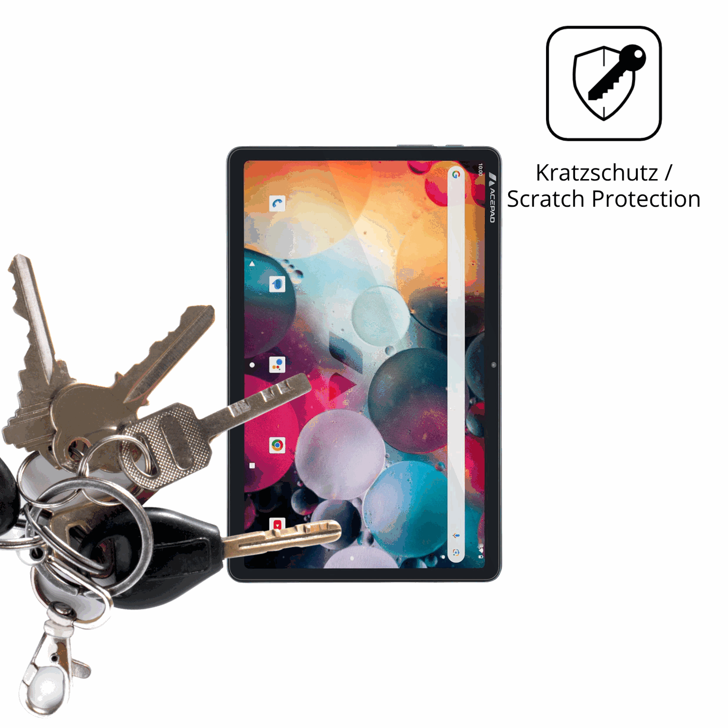 Schutz gegen Kratzer auf dem Acepad A171 10.4 Zoll Glas durch Schlüssel oder Ähnliches