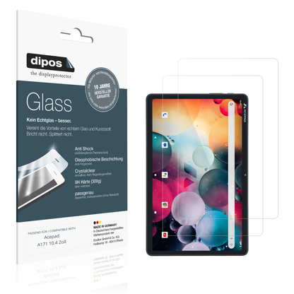 Klare Displayschutzfolie von dipos passend für Acepad A171 10.4 Zoll, 9H kratzfest und blasenfrei montiert