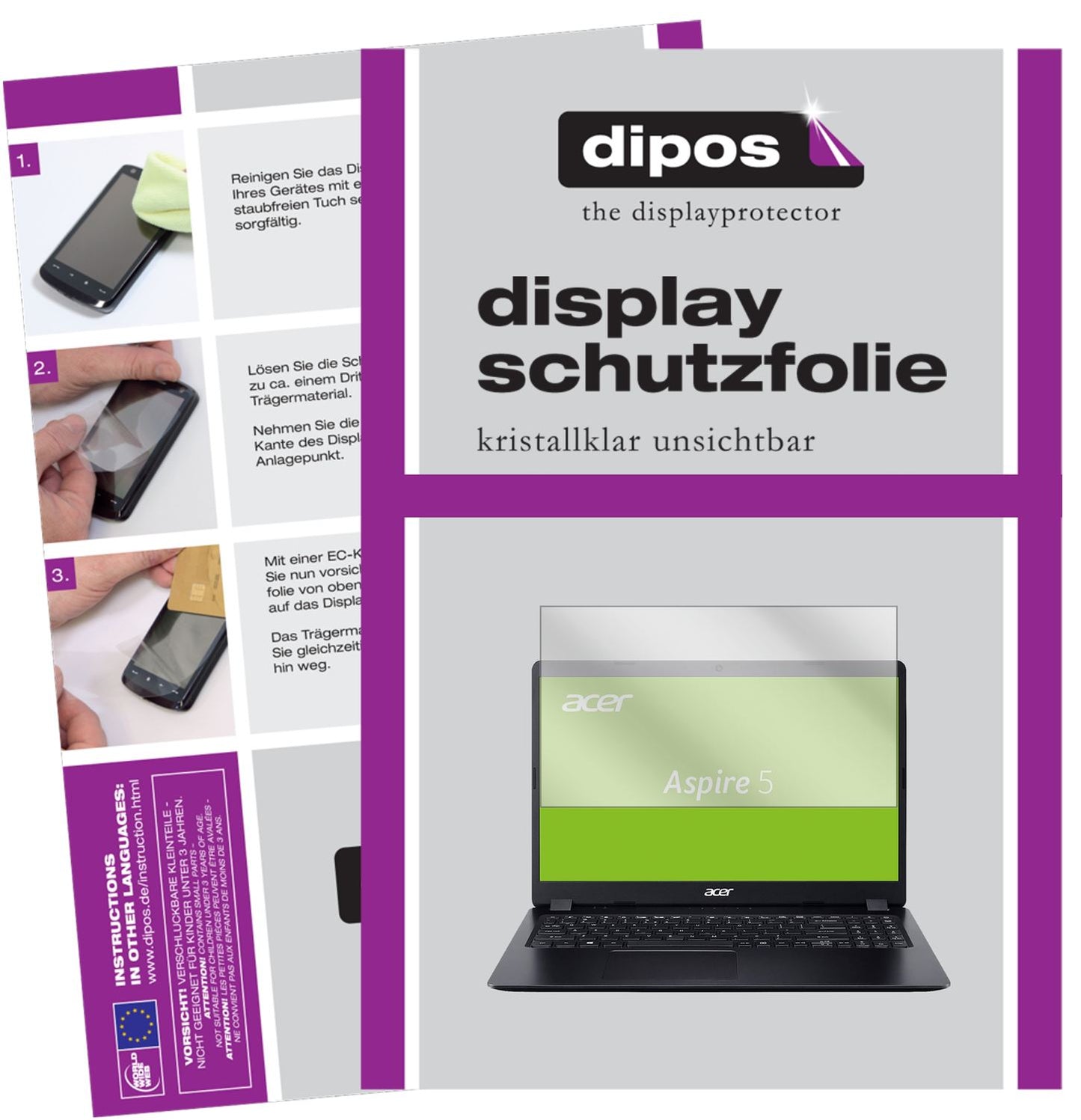 2x Screen Protector for Acer Aspire 5 (A515-54G-59WR) Protection Crystal Clear